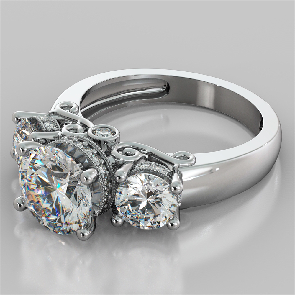 Platinum Filigree Diamond Engagement Ring | Aaron Faber