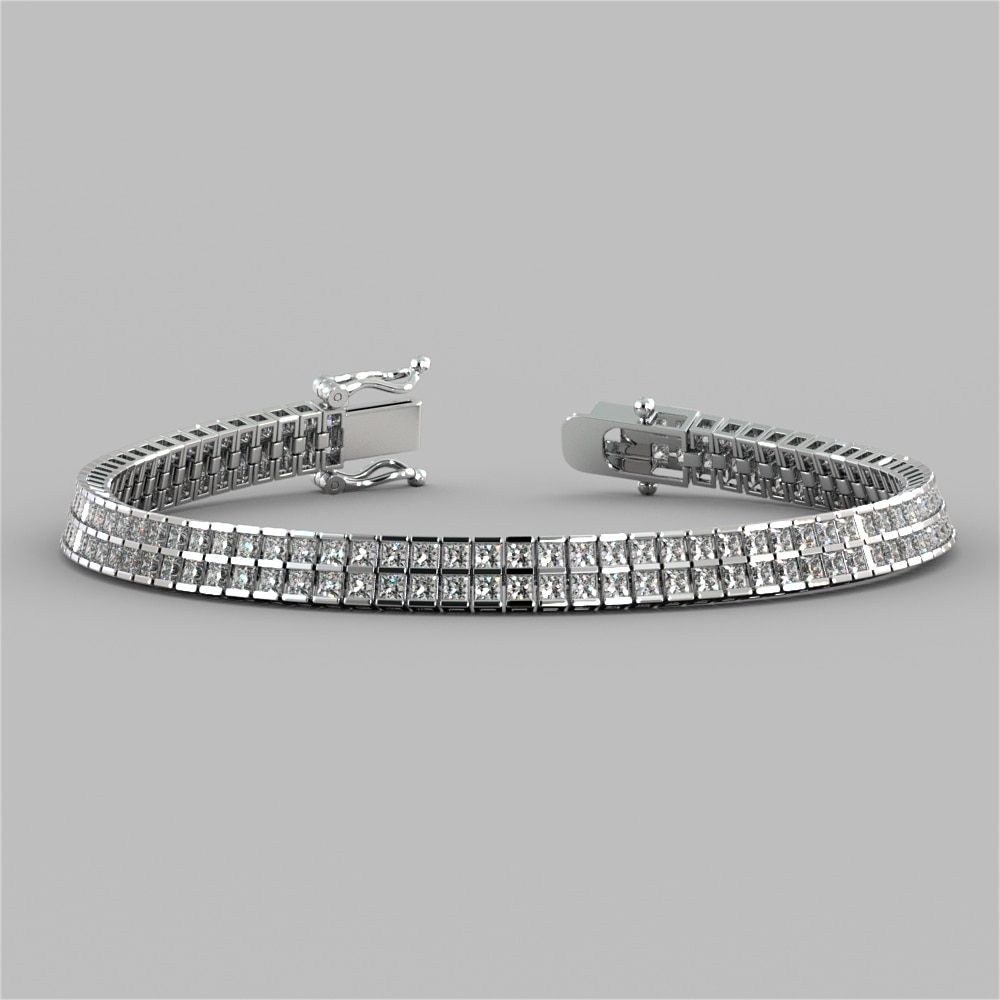 925 Silver/stainless Steel Diamond Bracelet - Bracelets - Jewelry