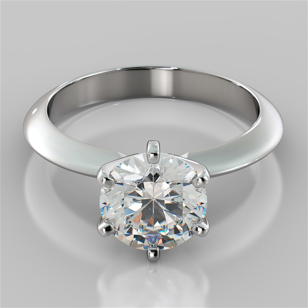 Tiffany Style Engagement Ring | 6-Prong Round Cut 2CT Stone